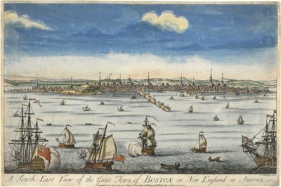 Een Zuidoostelijk Uitzicht op de Grote Stad Boston in New England, ca. 1730 door English School