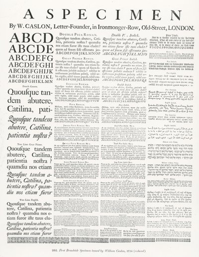Een Specimen door W.Caslon door English School
