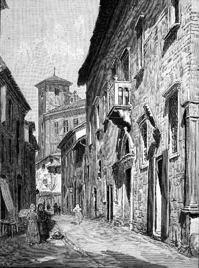 Een straat in Ravenna, Italië, uit 