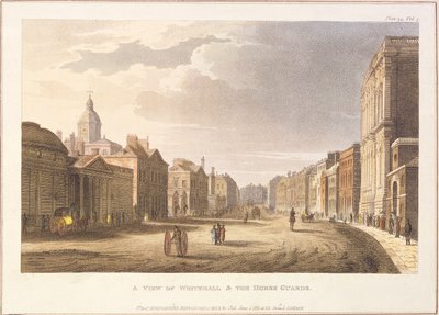 Een uitzicht op Whitehall en The Horse Guards, uit Ackermann