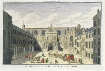 Een uitzicht op de Guild Hall van de stad Londen, uit The History of London, eind 18e eeuw door English School
