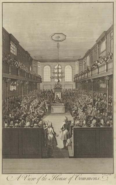 Een aanzicht van het Lagerhuis, Westminster door English School