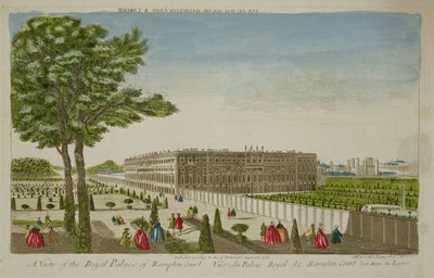 Een Zicht op het Koninklijk Paleis van Hampton Court, gepubliceerd 1760 door English School