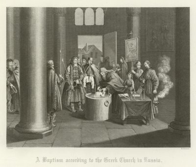 Een doopsel volgens de Griekse Kerk in Rusland door English School