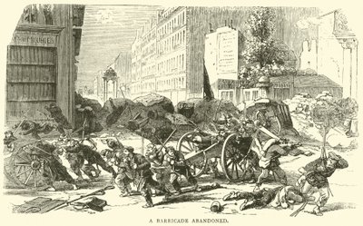 Een verlaten barricade, april 1871 door English School