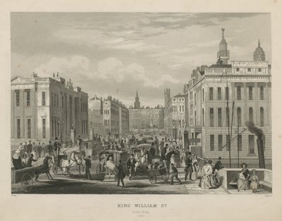 Een drukke straat in King William Street door English School