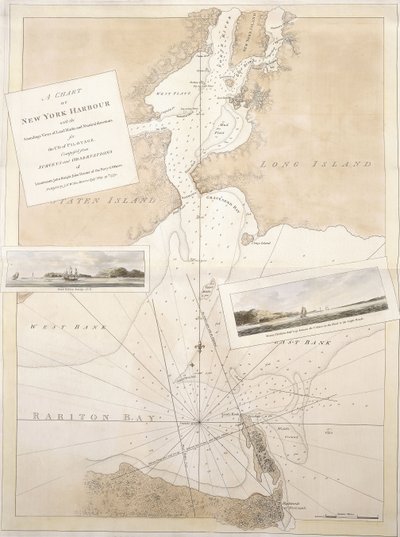 Een kaart van de haven van New York, 1774-1779 door English School