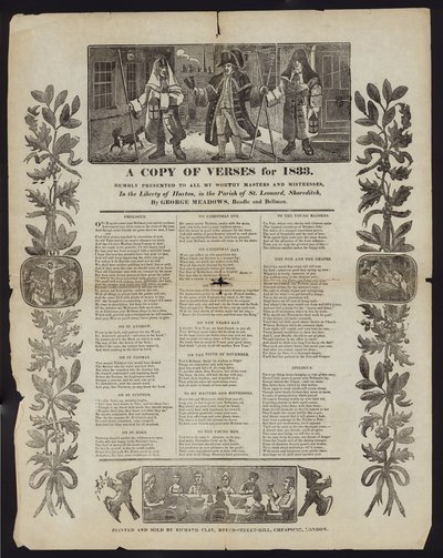 Een kopie van verzen voor 1833 door English School