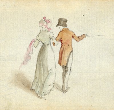 Een stel wandelt, ca. 1825 door English School