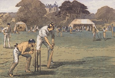 Een cricketwedstrijd door English School