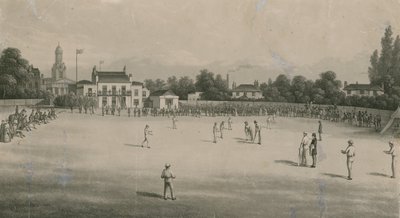 Een cricketwedstrijd door English School