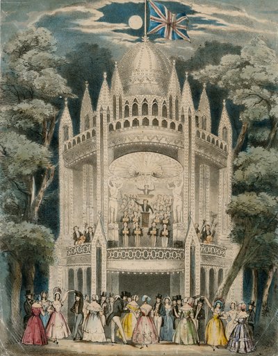 Een dans in Vauxhall Gardens, Londen door English School