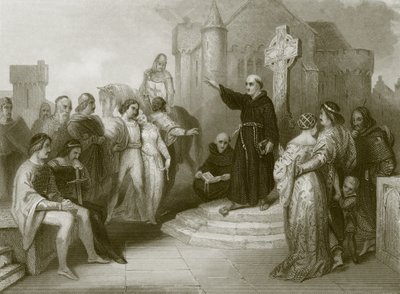 Een dominicaanse monnik die een kruistocht predikt door English School