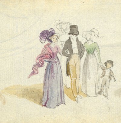 Een familie die wandelt, c.1825 door English School