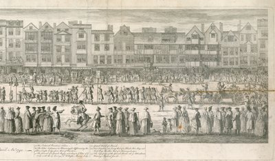 Een geometrisch uitzicht op de grote processie van de Scald Miserable Masons, Somerset House, Londen door English School