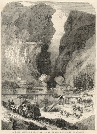 Een goudmijnkloof bij Clear Creek Canyon in Colorado door English School