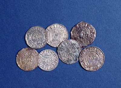 Een groep Normandische en Angevijnse munten, van koning Willem I tot koning Hendrik III van Engeland, 11e-13e eeuw (voorzijde) door English School