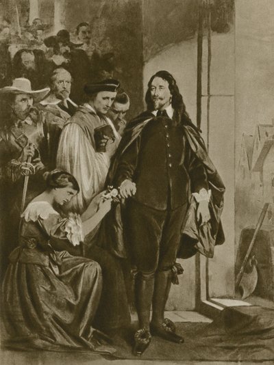 Een koning die zichzelf had kunnen redden (gravure) door English School