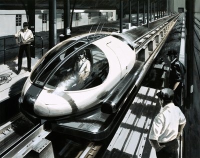 Een maglev testvoertuig in Japan door English School
