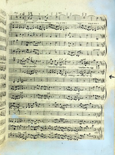 Een pagina uit een van de enige twee bekende exemplaren van de eerste druk van Händels Messiah in Londen (gedrukt papier) door English School