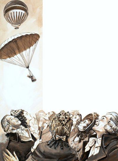 Een parachute maakt zich los van een ballon door English School