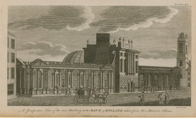 Een perspectief van het nieuwe gebouw van de Bank of England door English School