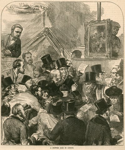 Een schilderijenverkoop in Londen door English School