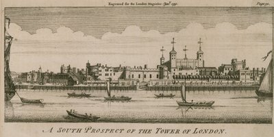 Een zuidelijk aanzicht van de Tower of London door English School