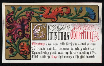 Een vers met bloemmotief, kerstkaart door English School
