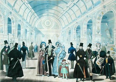 Een uitzicht in het Pantheon, Oxford Street, Londen, met wintermode van nov 1834 tot april 1835, gepubliceerd door B.Read & Co. door English School