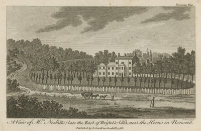 Een uitzicht op de villa van meneer Nesbitt (voorheen de graaf van Bristol), nabij de Horns in Norwood door English School