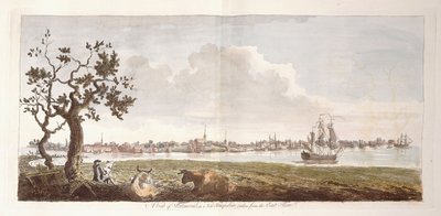Een uitzicht op Portsmouth, in New Hampshire, genomen vanaf de Oostkust, 1774-1779 door English School