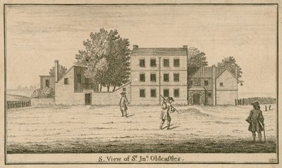 Een uitzicht op Sir John Oldcastle Tavern en Garden, in Cold Bath Fields door English School