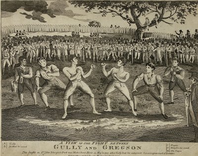 Een uitzicht op het gevecht tussen Gully en Gregson door English School