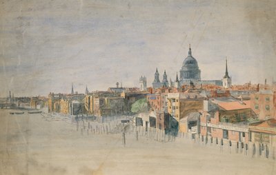 Een uitzicht op de rivier de Theems, Londen door English School