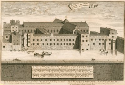 Een uitzicht op de Savoy, Londen, vanaf de rivier de Theems door English School