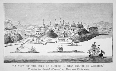 Een uitzicht op de stad Quebec in Nieuw-Frankrijk in Amerika door English School
