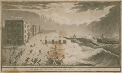 Uitzicht op de pier tijdens de storm in Brighton door English School