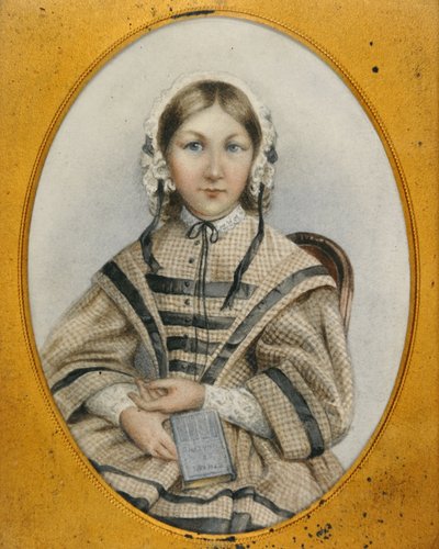 Een jonge Florence Nightingale in een ovaal frame (miniatuur) door English School