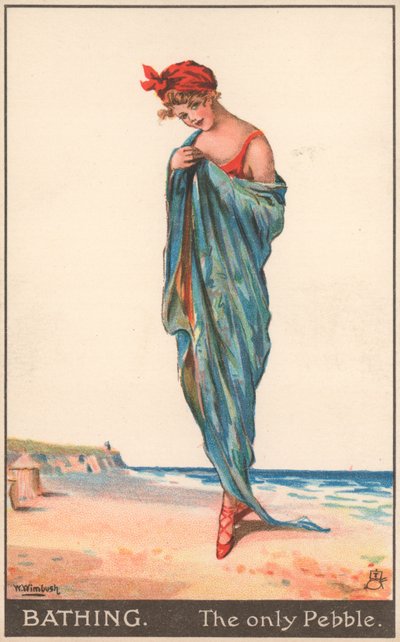 Een jonge vrouw gewikkeld in een handdoek op een strand door English School