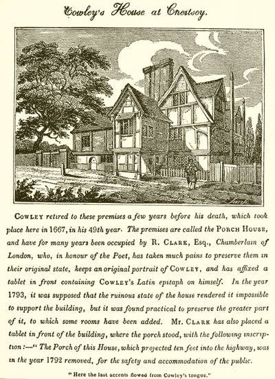 Het huis van Abraham Cowley in Chertsey door English School