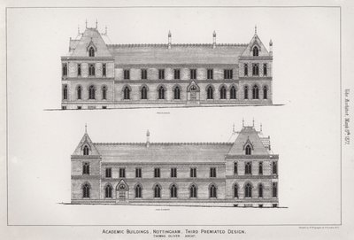 Academische gebouwen, Nottingham, derde bekroonde ontwerp door English School