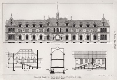 Academische gebouwen, Nottingham, derde bekroonde ontwerp door English School