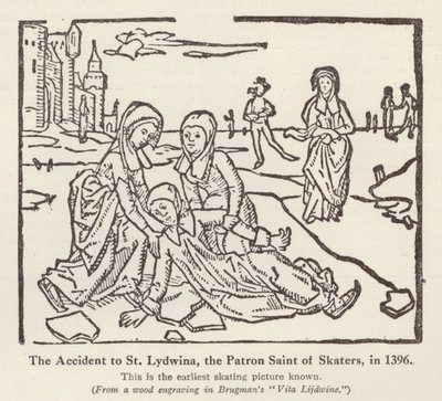 Ongeluk van St. Lydwina, beschermheilige van schaatsers, in 1396 door English School