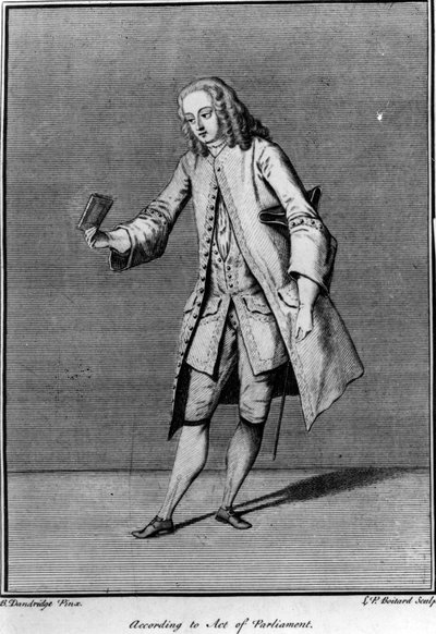 Volgens de wet van het parlement, gemaakt door Louis Phillippe Boltard na Bartholomew Dandridge, 1737 door English School