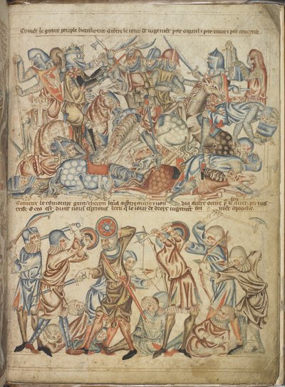 Add 47682 f.40 Edelen en gewone mensen vechten bij de slag van Bannockburn, uit de 