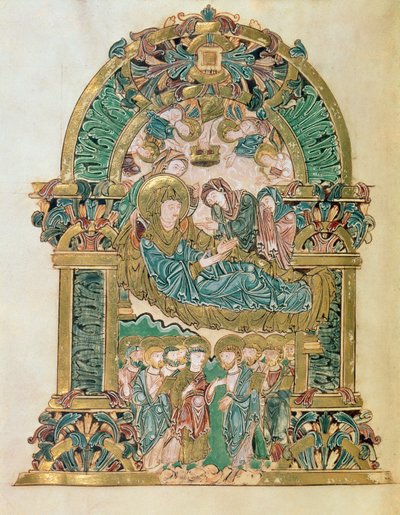 De tenhemelopneming van de Maagd, uit het Benedictional van St. Aethelwold, Winchester, c.980 door English School