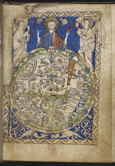 Psalter, met extra hymnen en gebeden en een middeleeuwse wereldkaart (