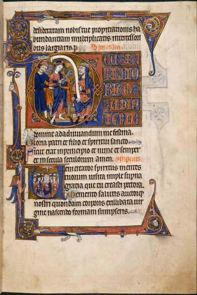 Jezus voor Kajafas, in de Salvin Hours door English School