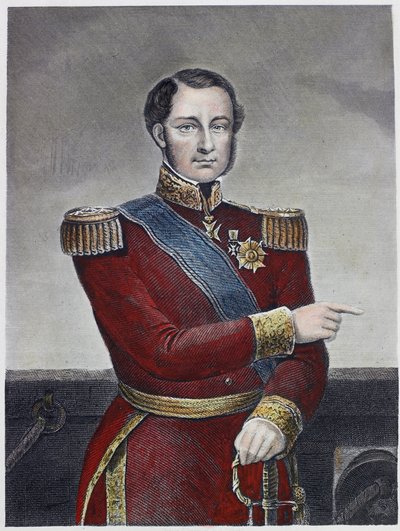 Admiraal Hamelin (gekleurde gravure) door English School